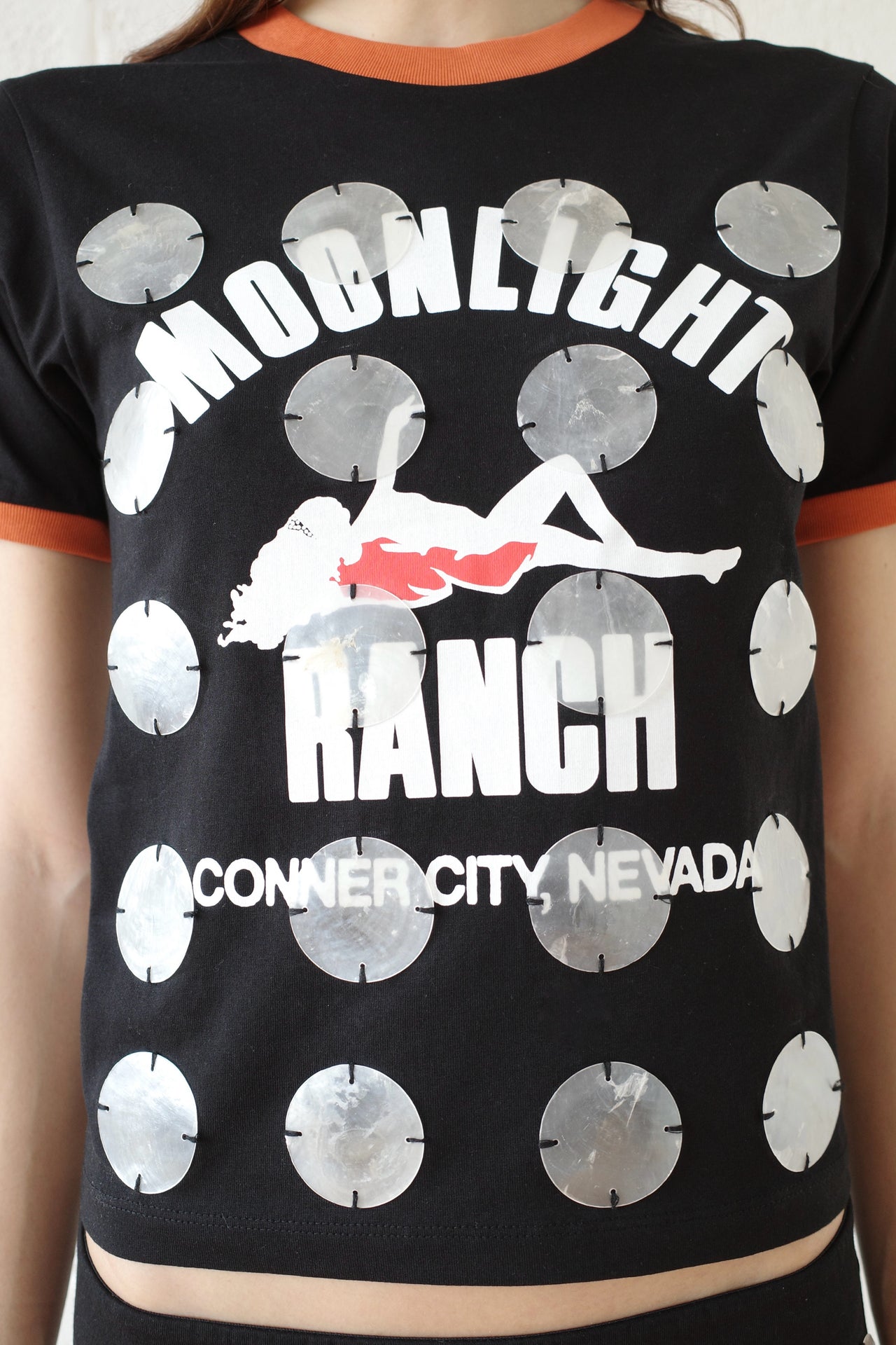 Mother of pearl Paillette Ringer T- shirt