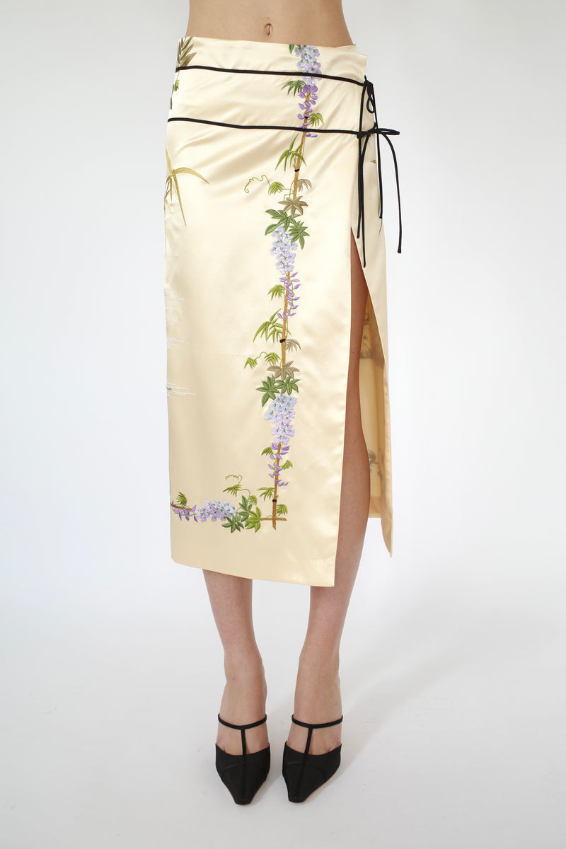 The Demi Couture Silk Tapestry Skirt - Honey