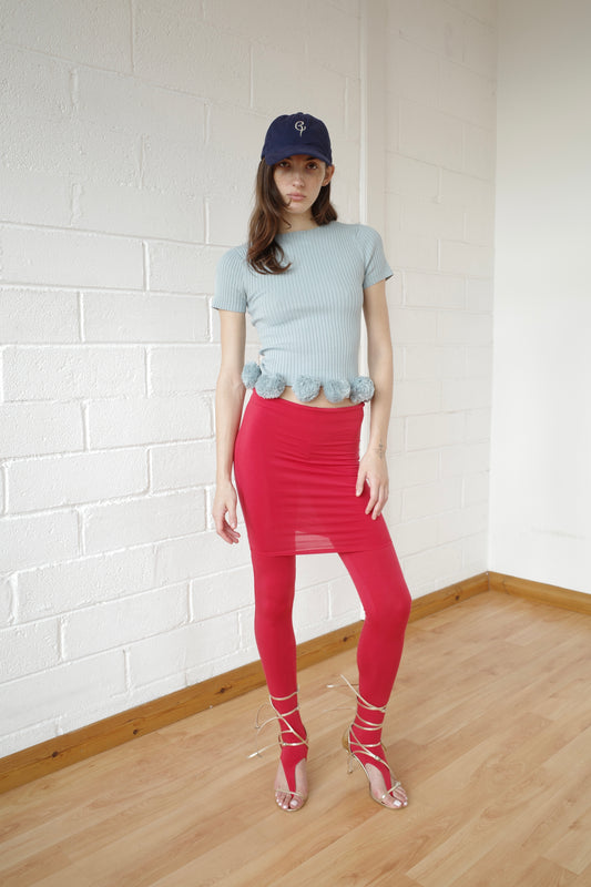 Red Skirt Thong Legging