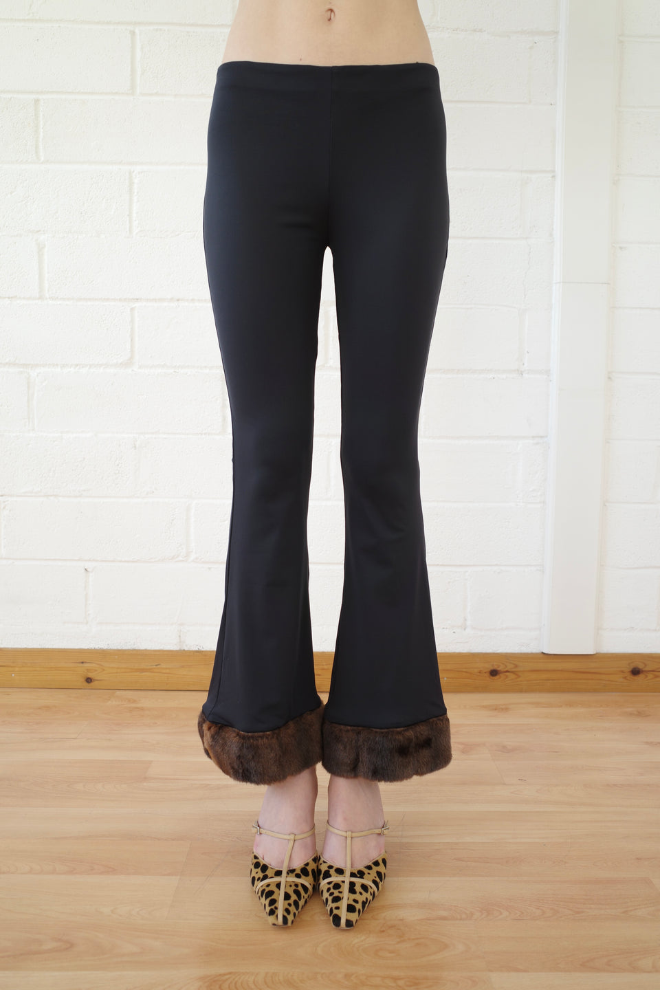 Recycled Spandex and Faux Mink- Trimmed Trouser