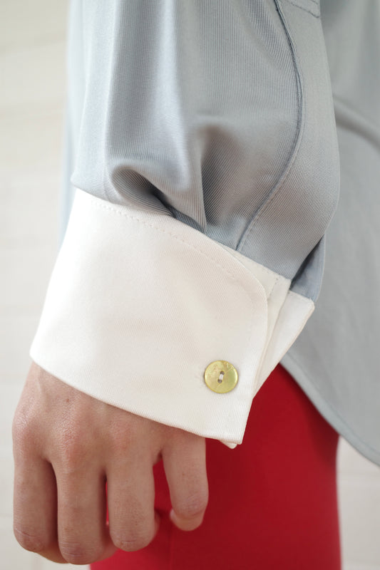 Silk Jersey Winged Collar Shirt