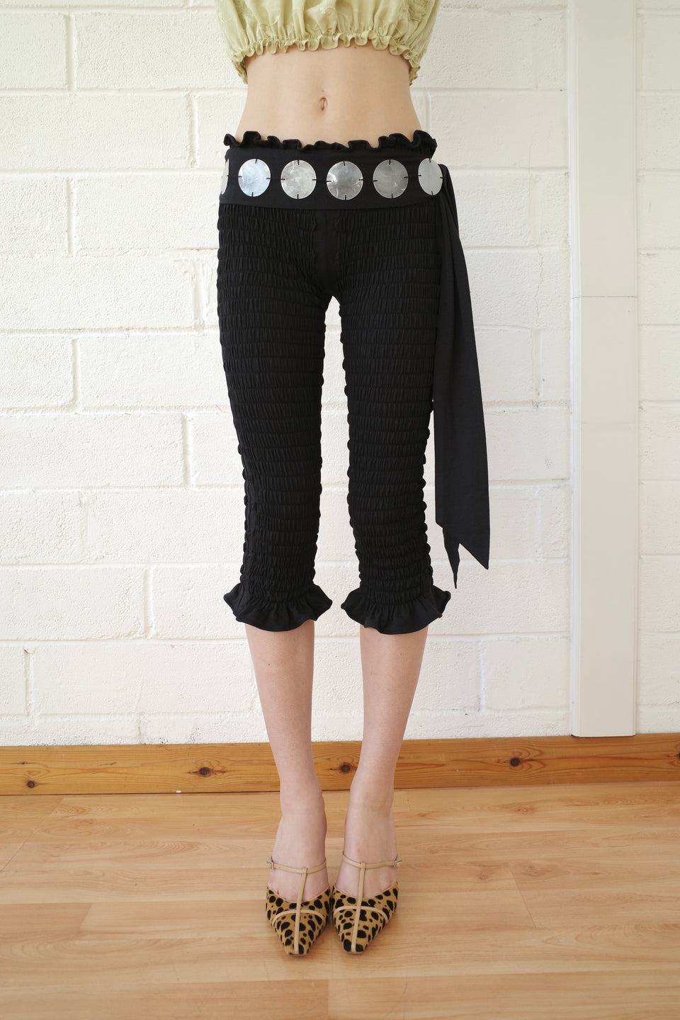 The Shirred Capri with Mother of Pearl Belt