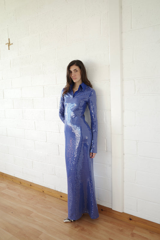 Sequin Jersey Polo Maxi Dress Sequin Jersey Polo Maxi Dress