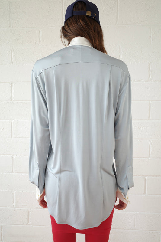 Silk Jersey Winged Collar Shirt