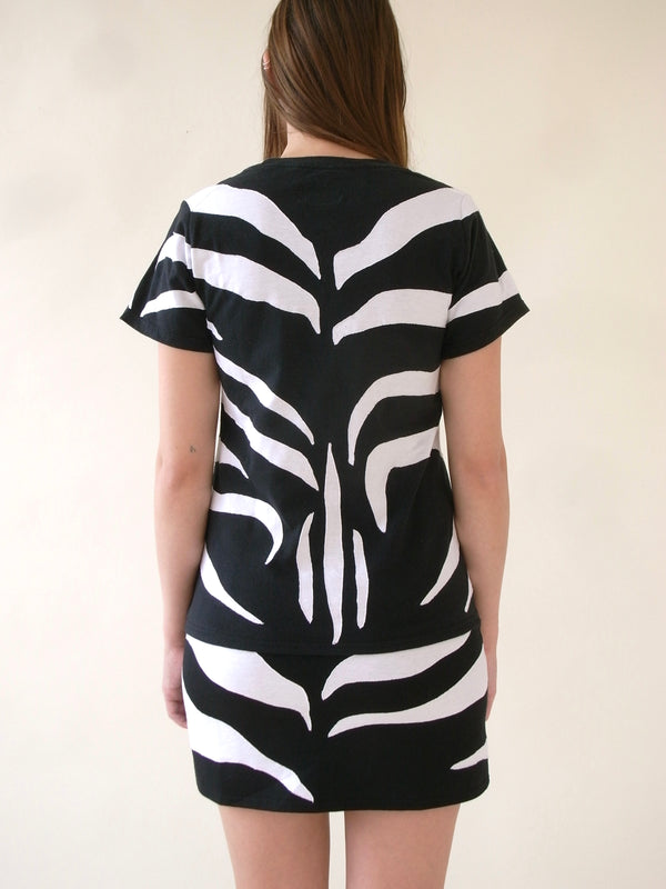 The Reconstituted Jersey Zebra Applique Mini-Skirt