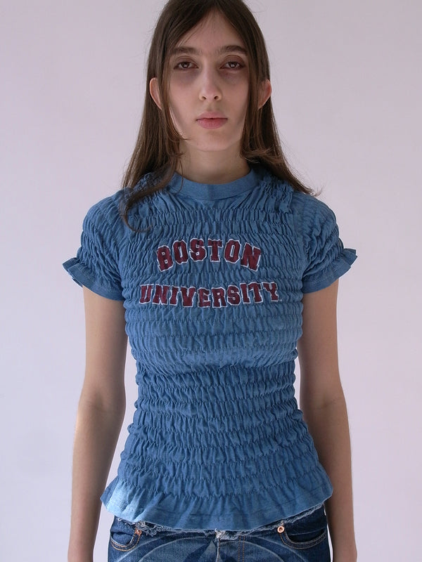 The Reconstituted Shirred T-shirt- Blue