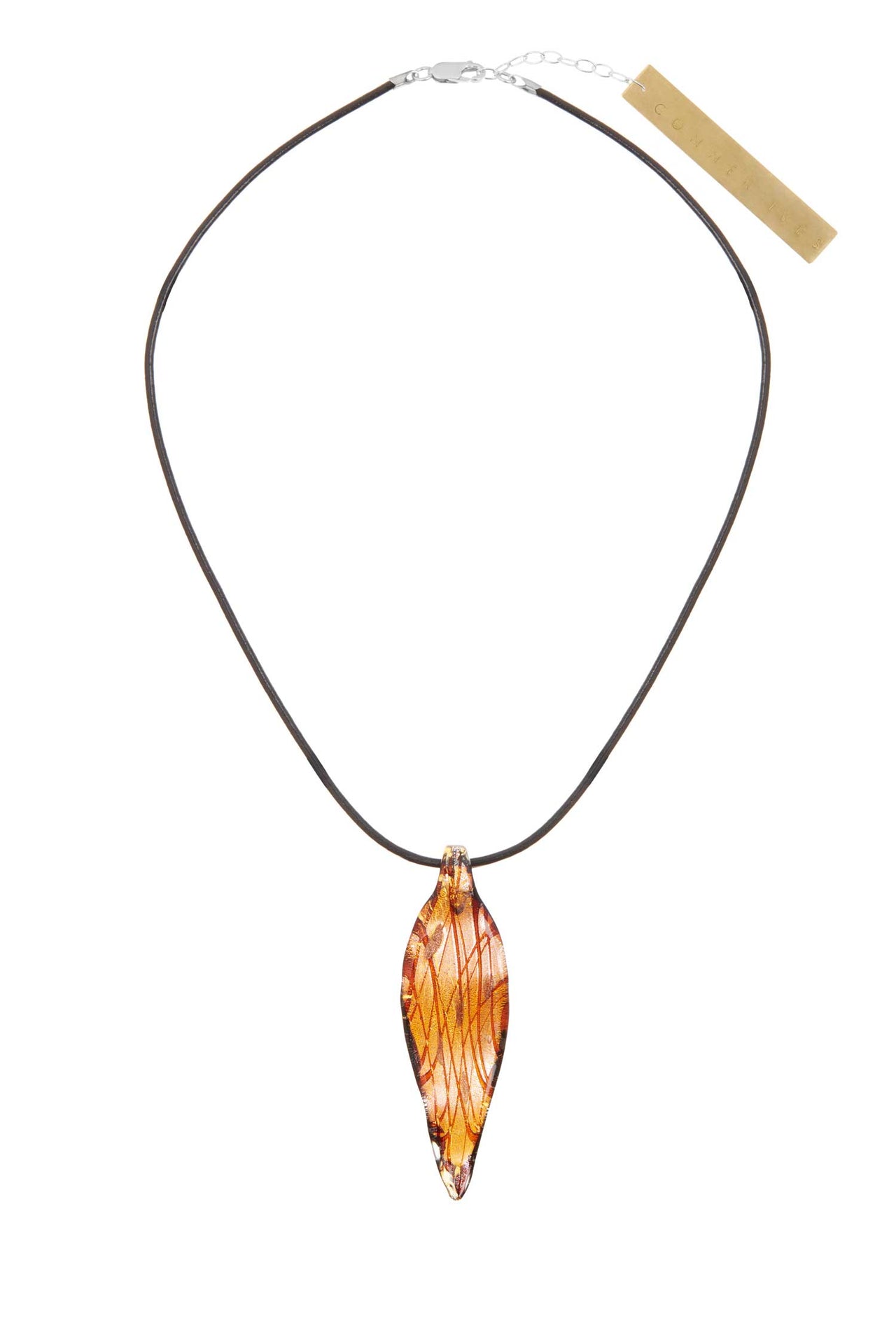 The Murano Glass Pendant Necklace — Amber Leaf