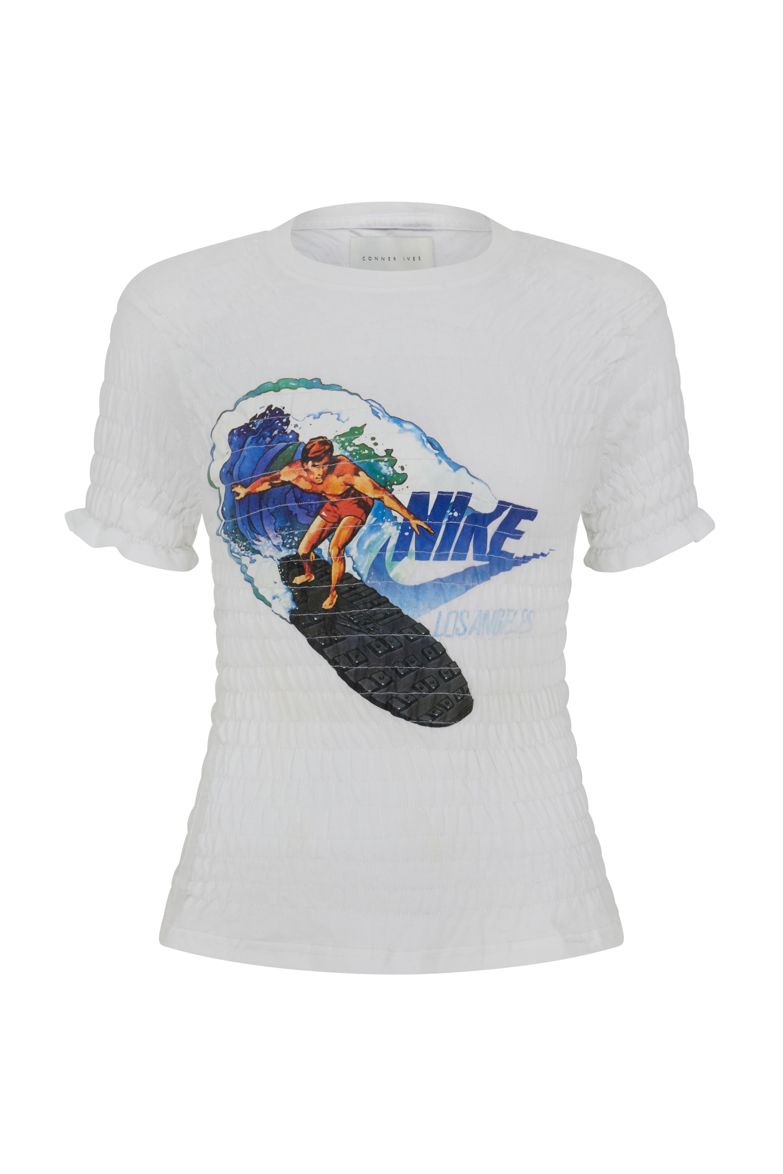 【関税込み】Conner Ives Tシャツ Exclusive- The Reconstituted Shirred T-shirt- White