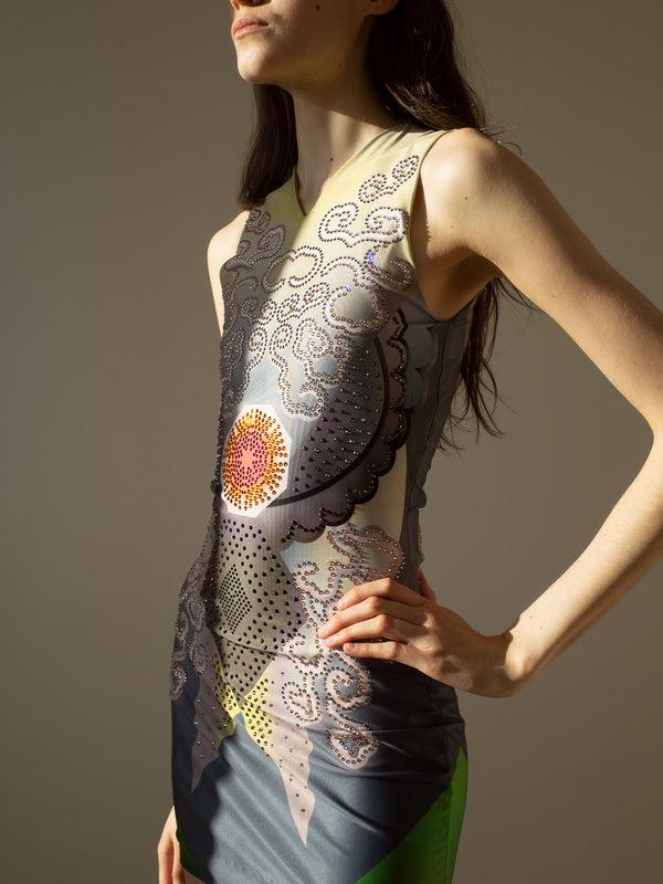 The Recycled Spandex Ghulam Mini-dress with Swarovski Hotfix Crystal