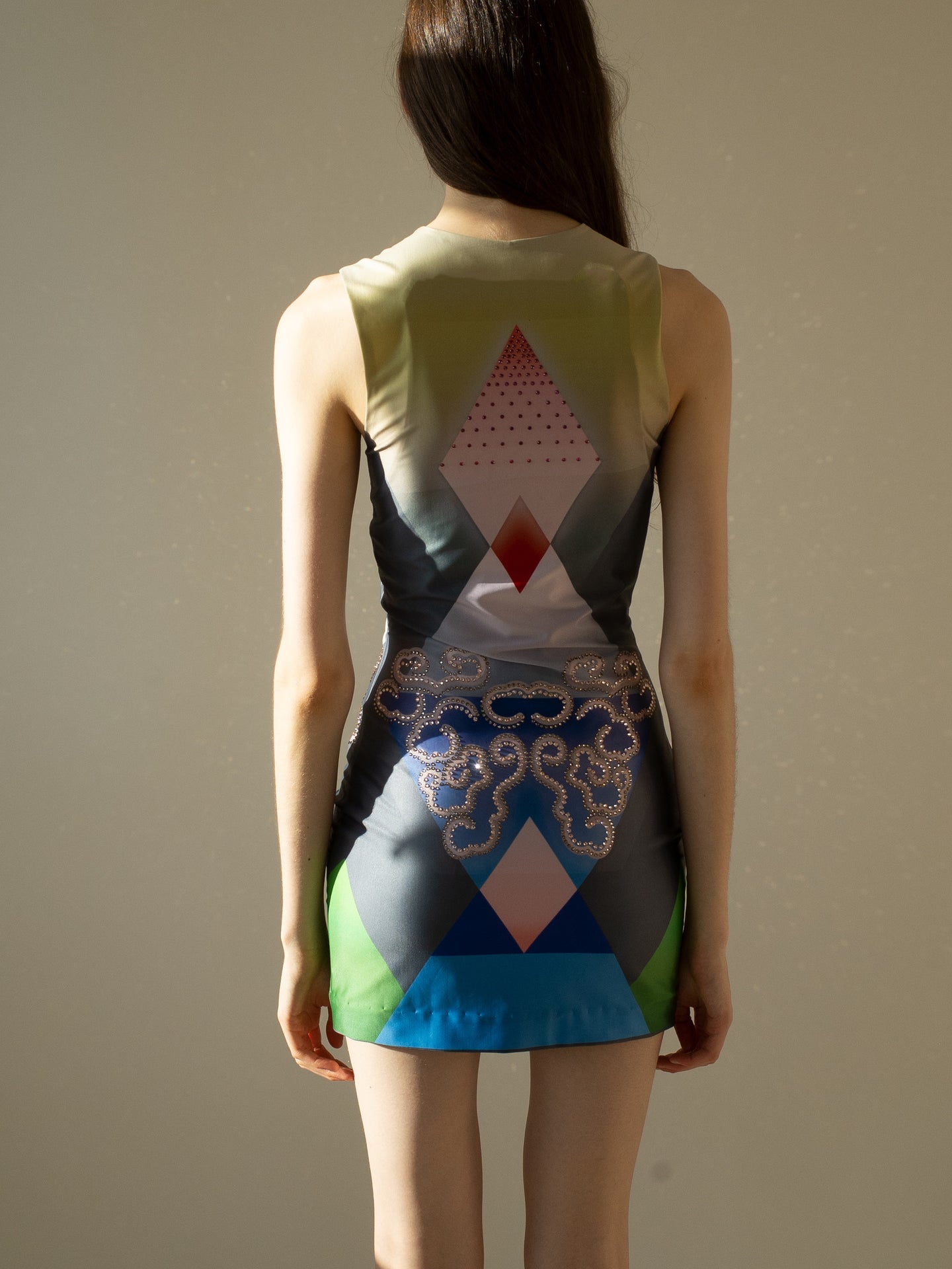 The Recycled Spandex Ghulam Mini-dress with Swarovski Hotfix Crystal